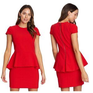 Alice & Olivia Dress Women‎ Small Red Ember Peplum Fitted Dress Preppy Luxury